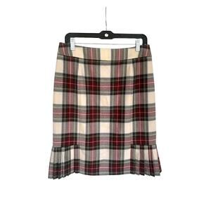 346 Brooks Brothers Wool Tartan Plaid Pleated Skirt Preppy Academic Size 10